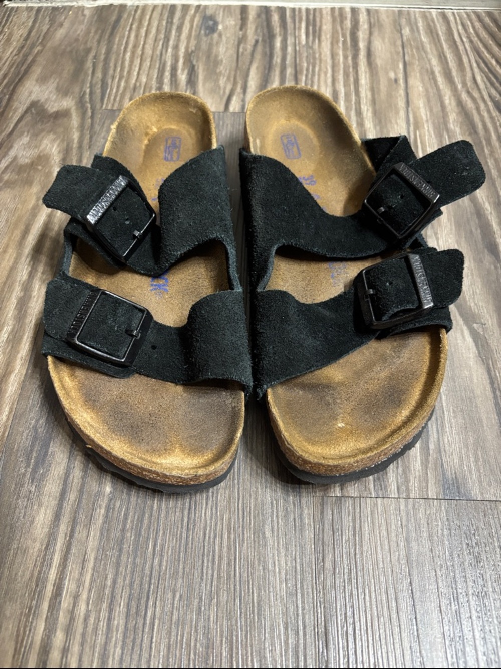 Birkenstock Women's Black Suede Double-Buckle Slide